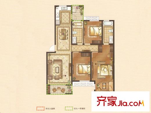 華園麗都陽(yáng)光1#小高層標(biāo)準(zhǔn)層D2戶型 3室2廳2衛(wèi)1廚