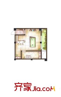 春天平方米墅55#58#多層洋房1層地下室戶型 1室1廳