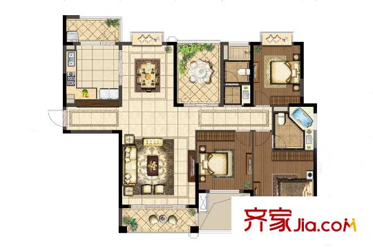 禧悅3#東邊01室A戶(hù)型 3室2廳2衛(wèi)1廚