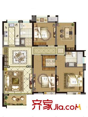 旭輝御府1#3#標(biāo)準(zhǔn)層C1戶型 3室2廳2衛(wèi)1廚