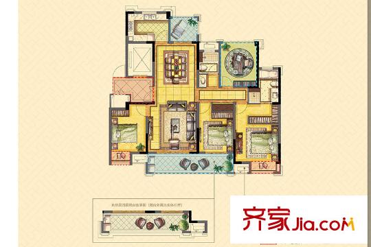中銳府上四期6#標(biāo)準(zhǔn)層C2戶型 4室2廳2衛(wèi)1廚