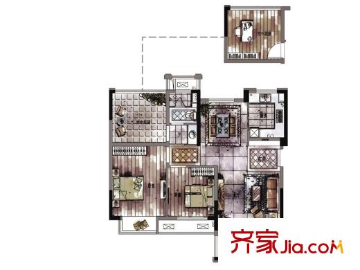 西湖君庭1-3#、9-11#小高層標(biāo)準(zhǔn)層A戶型 3室2廳1衛(wèi)1廚