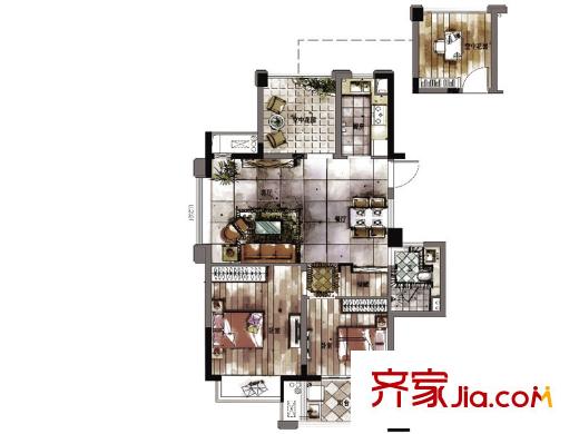 西湖君庭4#、5#、8#、12#高層標(biāo)準(zhǔn)層G戶型 3室2廳1衛(wèi)1廚