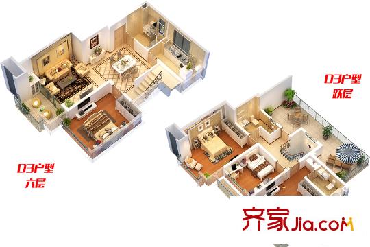 津西美墅館疊墅1#2#3#6#7#8#D3戶(hù)型標(biāo)準(zhǔn)層 4室2廳3衛(wèi)1廚