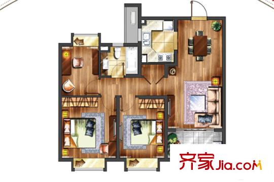 月亮灣3號美頌31#D1戶型 3室2廳1衛(wèi)1廚