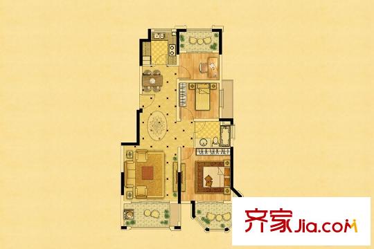 中南錦苑22#號樓標準層戶型 3室2廳1衛(wèi)1廚