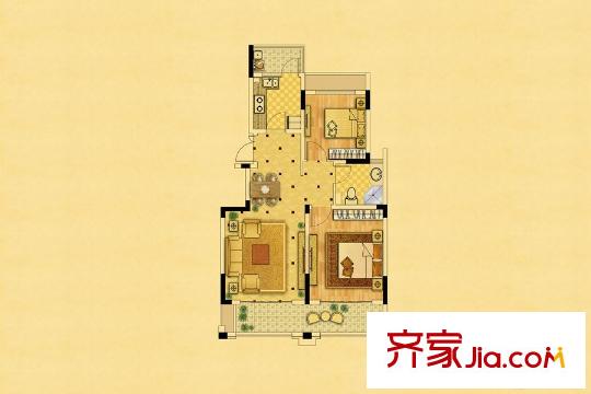 中南錦苑17#樓小高層標準層戶型 2室1廳1衛(wèi)1廚