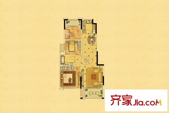 中南錦苑22#樓標準層戶型 3室2廳1衛(wèi)1廚