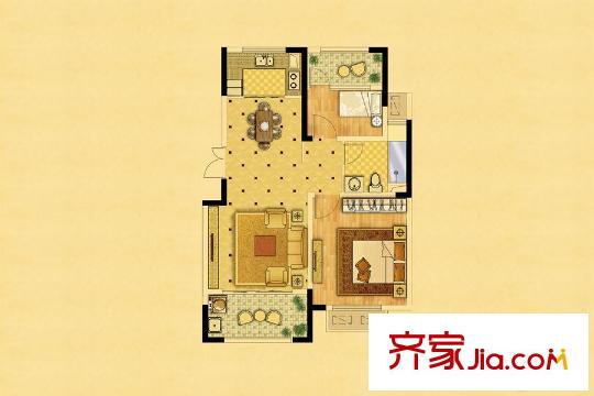 中南錦苑16#樓小高層標準層戶型 2室1廳1衛(wèi)1廚