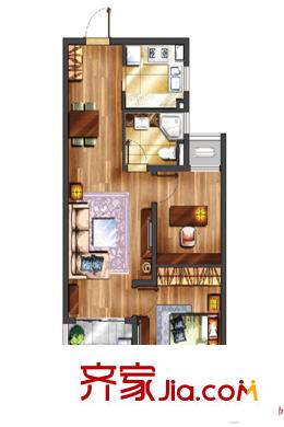 月亮灣3號美頌28#標準層A戶型 2室2廳1衛(wèi)1廚