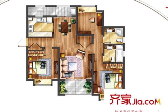 月亮灣3號美頌31#E戶型 3室2廳1衛(wèi)1廚