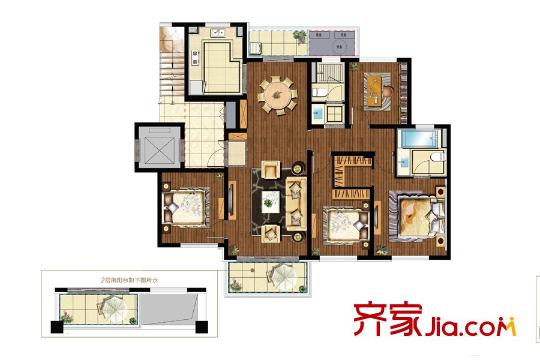 星公元名邸洋房11、18、19#標(biāo)準(zhǔn)層B1戶型 4室2廳2衛(wèi)1廚