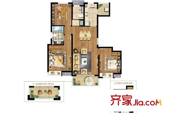 星公元名邸高層1#A1戶型 3室2廳2衛(wèi)1廚