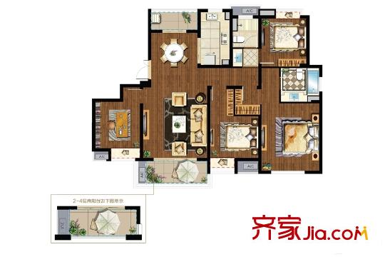 星公元名邸高層2#A2戶型 4室2廳2衛(wèi)1廚