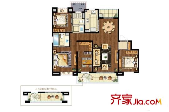 星公元名邸小高層25#C1戶型 4室2廳2衛(wèi)1廚