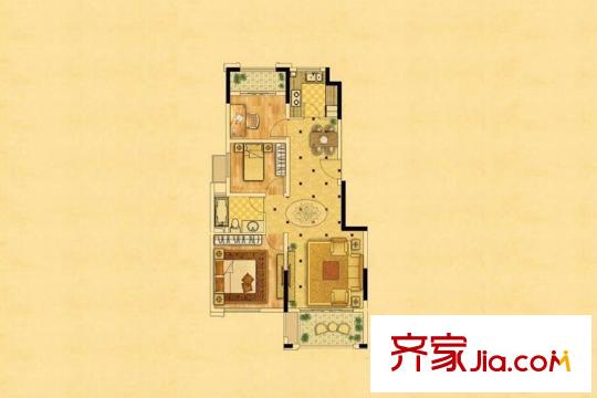 中南錦苑36號樓高層標準層中間戶戶型 3室2廳2衛(wèi)1廚