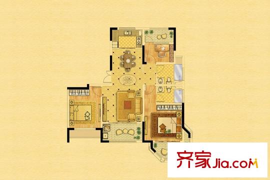 中南錦苑16#、21#、23#小高層標準層戶型 3室2廳2衛(wèi)1廚