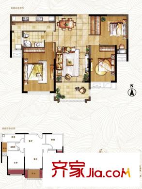 御湖灣一期5#A1-2戶型 3室2廳1衛(wèi)1廚
