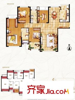 御湖灣一期6#A1-3戶型 4室2廳2衛(wèi)1廚