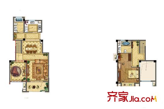 正榮華府二期疊墅T5戶型 3室2廳2衛(wèi)1廚