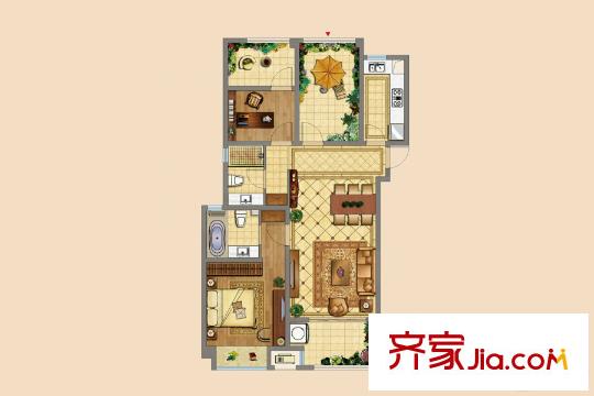 正榮華府二期高層5#15#18#17#中間戶D3戶型 3室2廳2衛(wèi)1廚