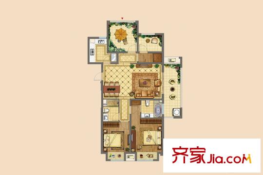 正榮華府二期高層19#16#邊戶A2戶型   3室2廳2衛(wèi)1廚