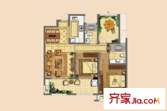 正榮華府二期高層5#15#17#10#中間戶D4戶型 3室2廳2衛(wèi)1廚