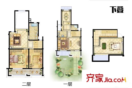 招商學(xué)府1872疊加別墅下疊戶型 2室2衛(wèi)1廚