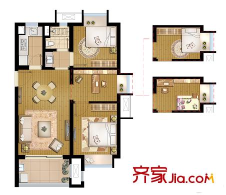 招商學(xué)府1872高層B1戶型 2室2廳1衛(wèi)1廚