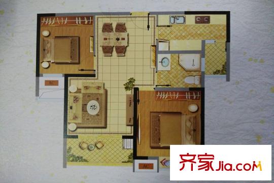 齊門人家高層4#標(biāo)準(zhǔn)層D戶型 2室2廳1衛(wèi)1廚