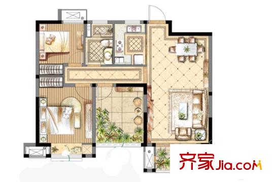 金輝淺灣雅苑小高層4#9#標(biāo)準(zhǔn)層A1戶型 3室2廳1衛(wèi)1廚