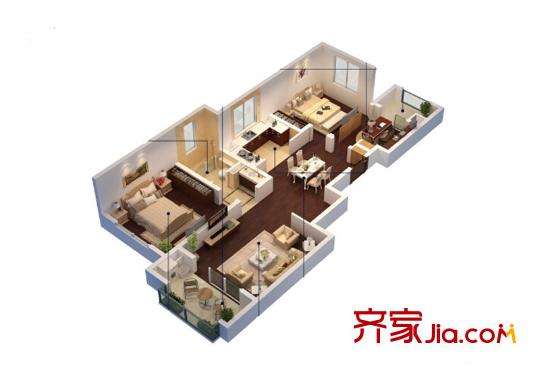 朗詩相門綠郡3#、5#、6#標準層A戶型 3室2廳1衛(wèi)1廚