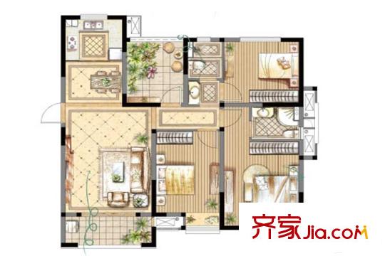 金輝淺灣雅苑小高層4#9#標準層B1戶型 3室2廳2衛(wèi)1廚