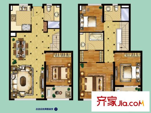 中航樾公館3#B1戶型127平方米 4室2廳3衛(wèi)1廚