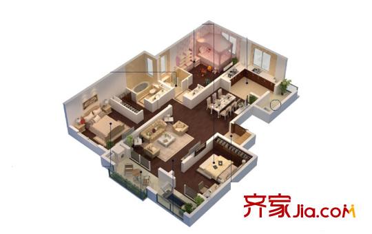 朗詩相門綠郡1#、4#、5#、6#標準層B2戶型 3室2廳2衛(wèi)1廚