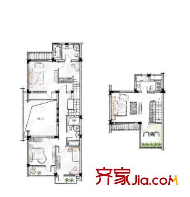 水墨江南戶型圖A1（北入） 4室3廳4衛(wèi)1廚
