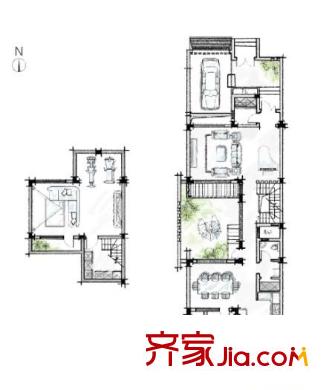 水墨江南戶型圖A1（北入） 4室3廳4衛(wèi)1廚