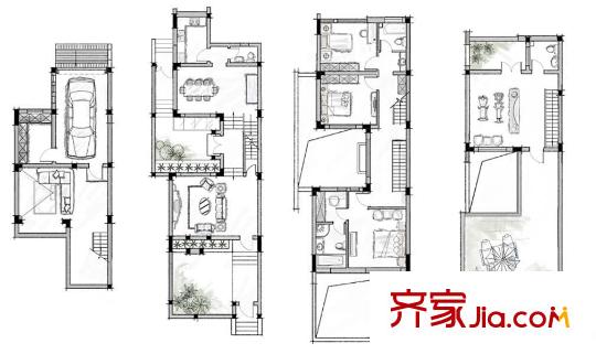 水墨江南戶型圖E1 4室3廳4衛(wèi)1廚