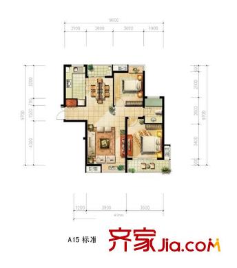 天地源水墨三十度戶型圖戶型圖 2室2廳1衛(wèi)1廚