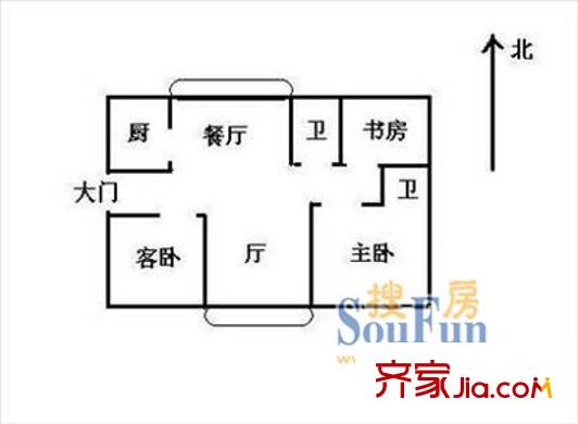 天域戶(hù)型圖戶(hù)型圖 3室2廳2衛(wèi)1廚