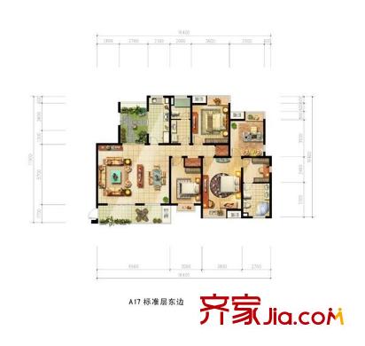 天地源水墨三十度戶型圖戶型圖 4室2廳2衛(wèi)1廚