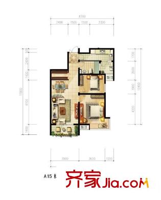 天地源水墨三十度戶型圖戶型圖 2室2廳1衛(wèi)1廚
