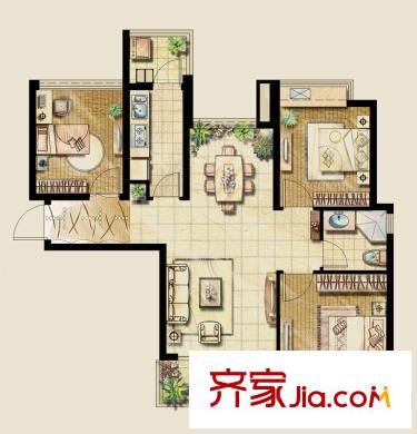 合景峰匯國際8期10#、9期19#高層標準層A2戶型 2室2廳1衛(wèi)1廚