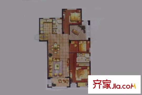 中央公園城一期8#高層標(biāo)準(zhǔn)層G-IO 戶型 3室2廳2衛(wèi)1廚