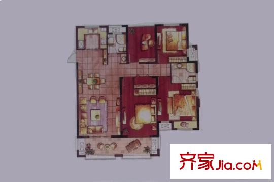 中央公園城一期8#高層標(biāo)準(zhǔn)層G-I6 戶型 4室2廳2衛(wèi)1廚