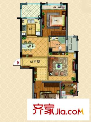 新湖明珠城三期紫桂苑西區(qū)17#標(biāo)準(zhǔn)層A1戶型 2室2廳1衛(wèi)1廚