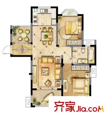 誠河新旅城六期6#標準層G3戶型 2室2廳1衛(wèi)1廚