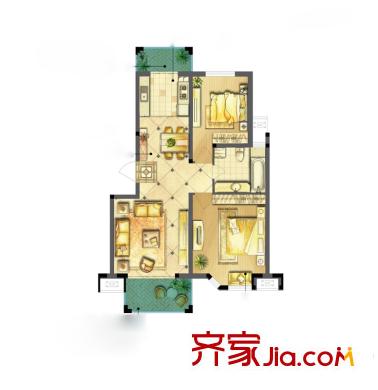 誠河新旅城五期6#、7#標準層D1戶型 2室2廳1衛(wèi)1廚