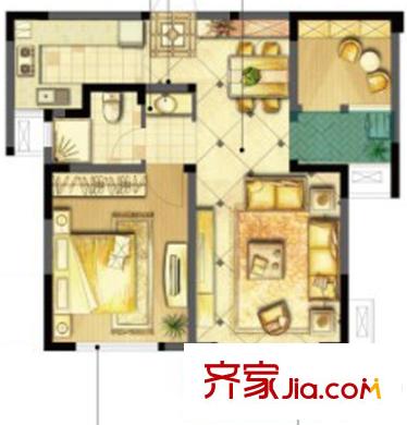 誠河新旅城五期8#標準層G2戶型 2室2廳1衛(wèi)1廚