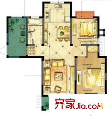 誠河新旅城五期8#標準層G1戶型 2室2廳1衛(wèi)1廚
